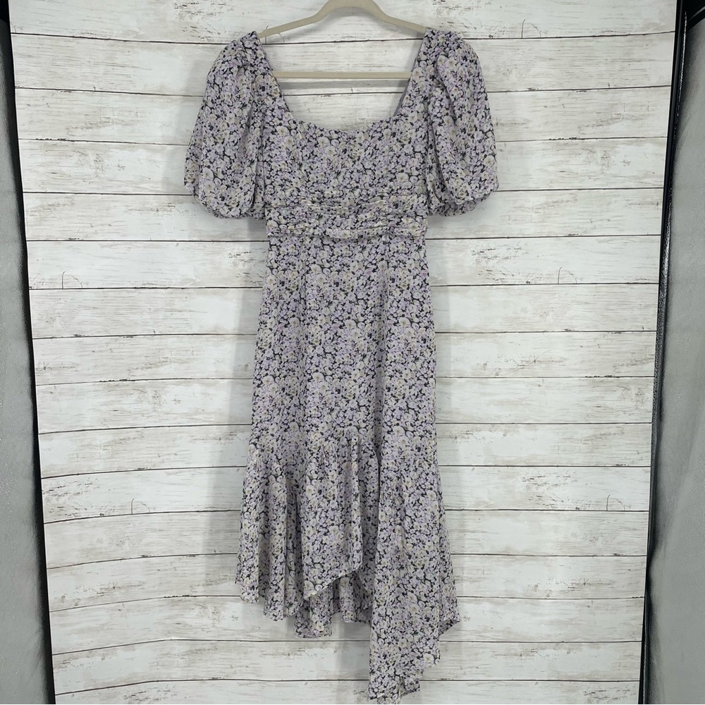 ASTR the label‎ Micalela Floral Puff Sleeve Asymmetrical Midi Dress Size XS - Picture 6 of 16